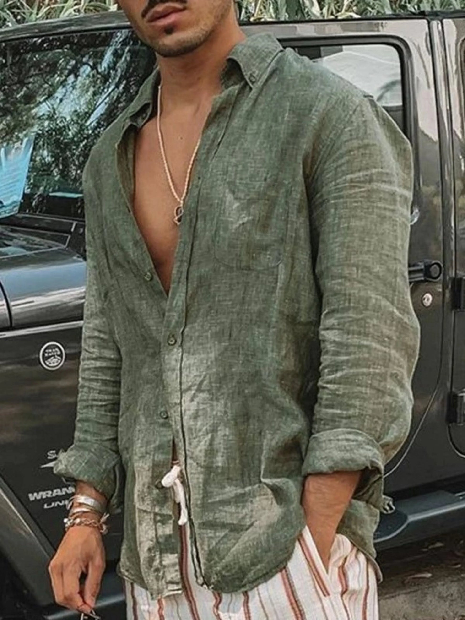 Chemise Homme Manches Longues Réglables pour Été - PanierRoyale