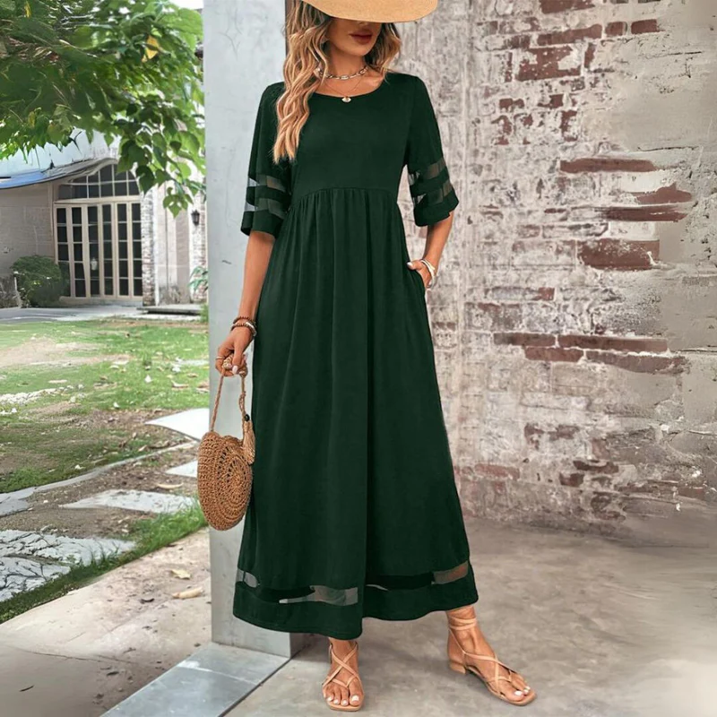 Robe longue Femme Fluide Détails Transparence