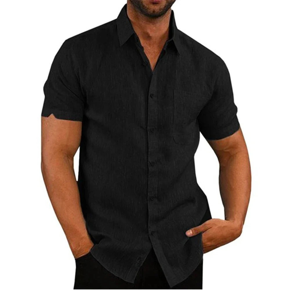 Chemise Homme Coton Classique Col Revers Grande Taille