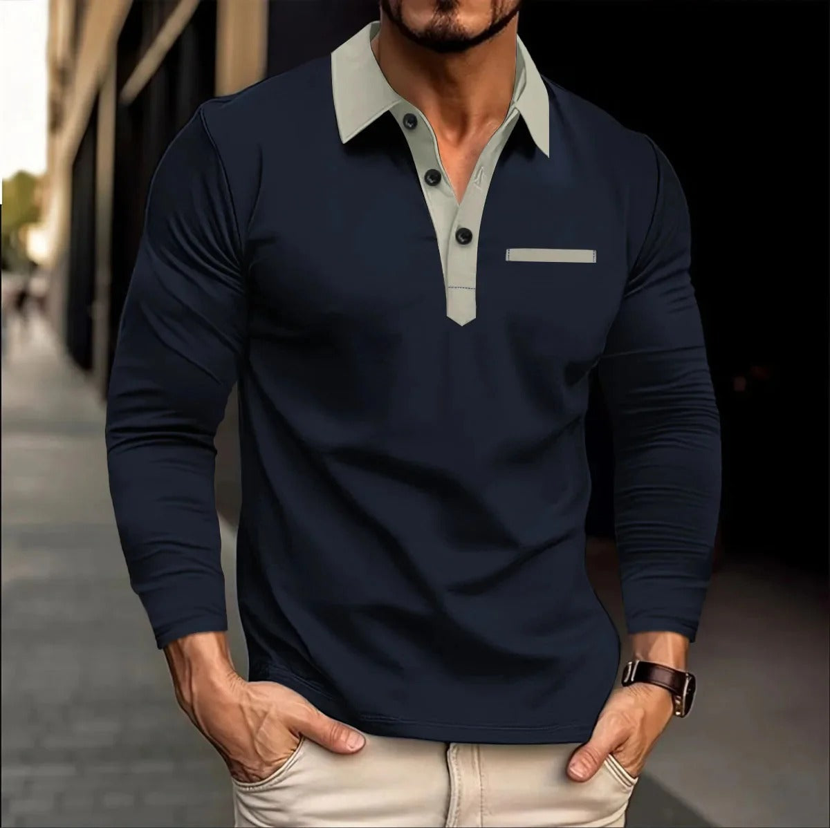 Polo Homme Grande Taille Manches Longues Classique pour Homme