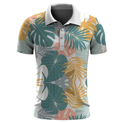 Polo Homme Manches Courtes Imprimé Floral pour Été - PanierRoyale