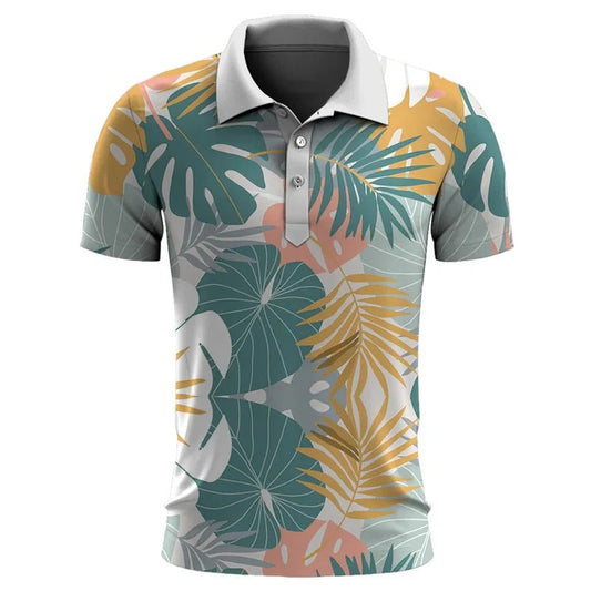 Polo Homme Manches Courtes Imprimé Floral pour Été - PanierRoyale