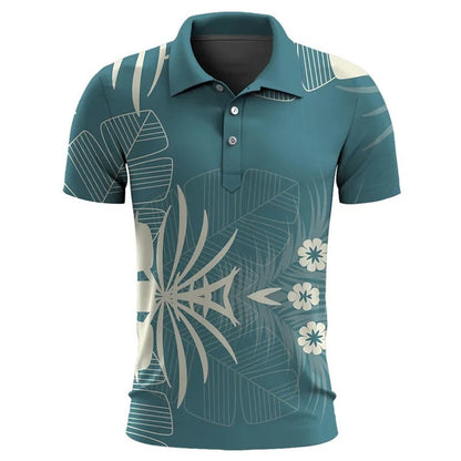 Polo Homme Manches Courtes Imprimé Floral pour Été