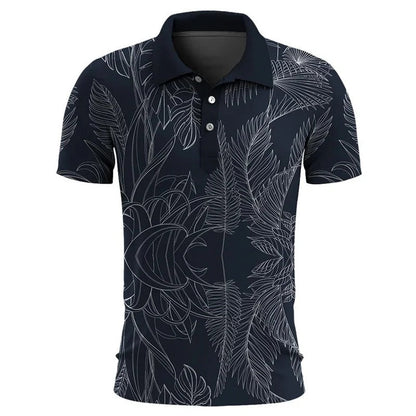 Polo Homme Manches Courtes Imprimé Floral pour Été
