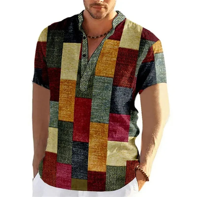 Chemise Homme Grande Taille Coton Imprimé Été - PanierRoyale