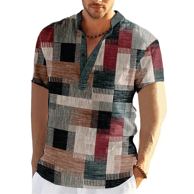 Chemise Homme Grande Taille Coton Imprimé Été