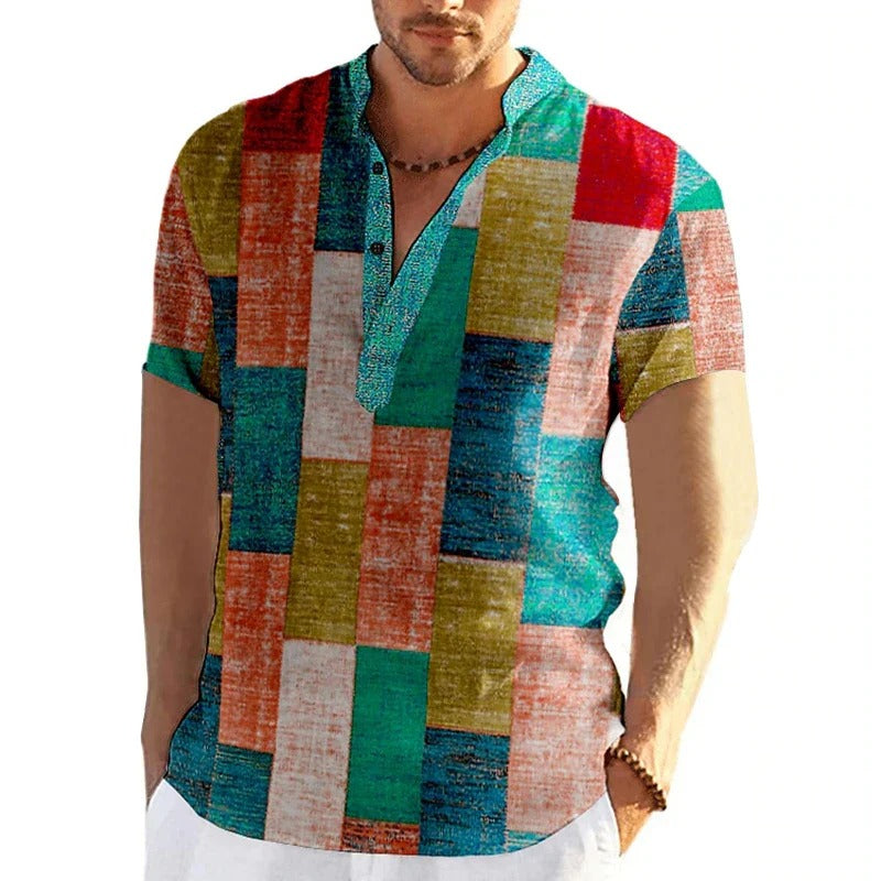 Chemise Homme Grande Taille Coton Imprimé Été