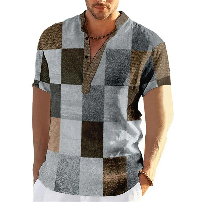 Chemise Homme Grande Taille Coton Imprimé Été