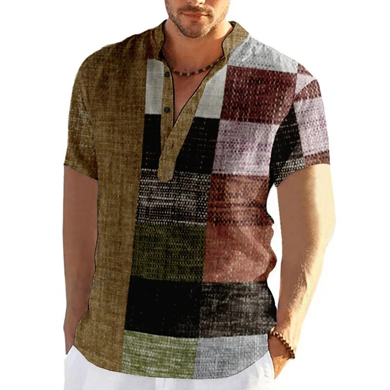 Chemise Homme Grande Taille Coton Imprimé Été