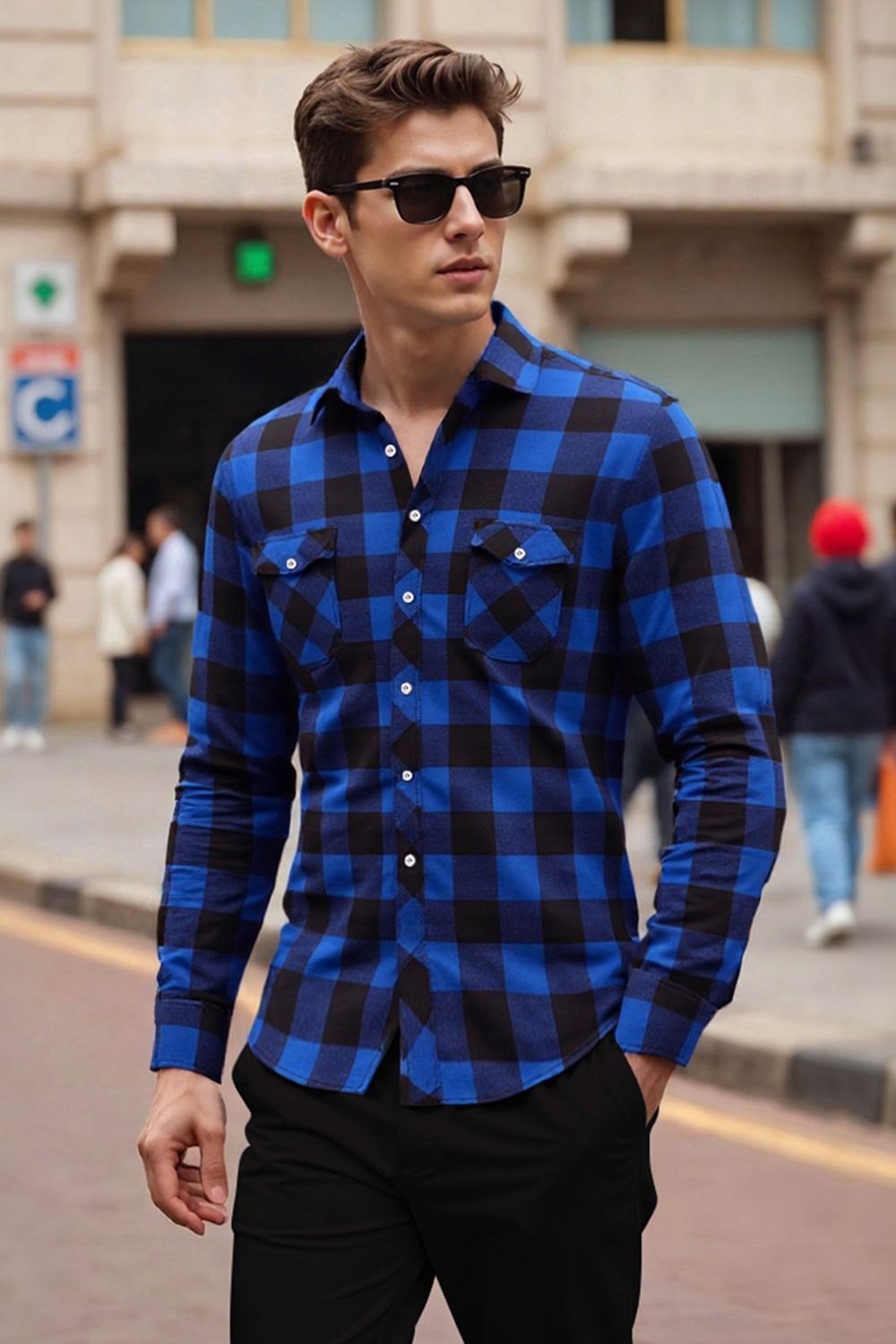 Chemise Homme Flanelle Élégante Manches Longues