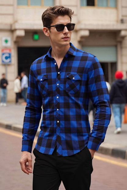Chemise Homme Flanelle Élégante Manches Longues