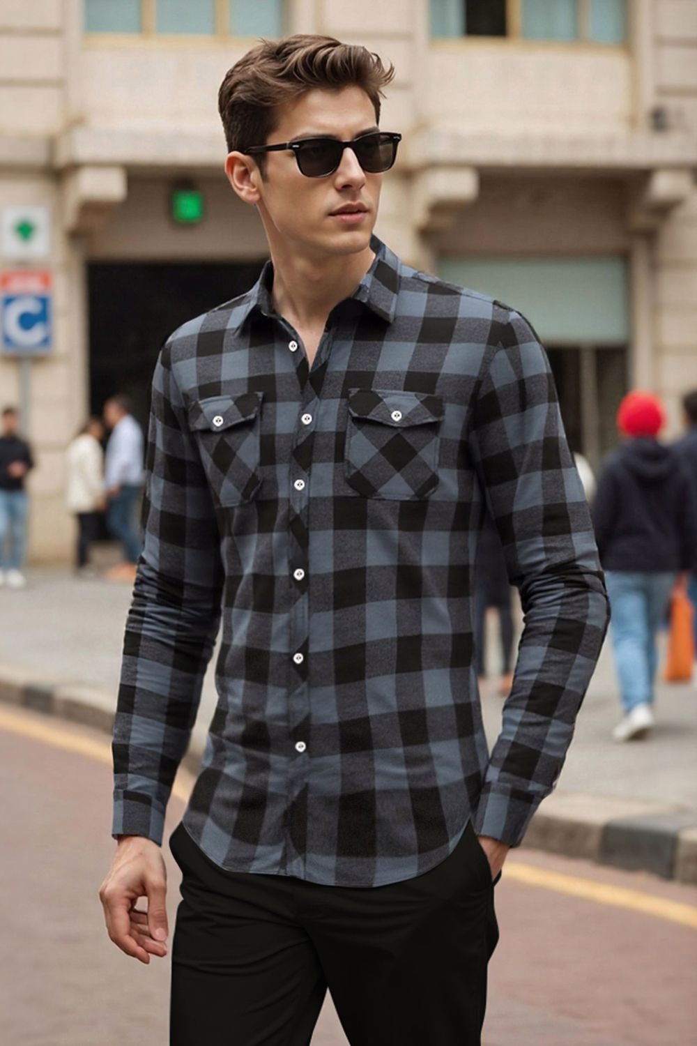 Chemise Homme Flanelle Élégante Manches Longues