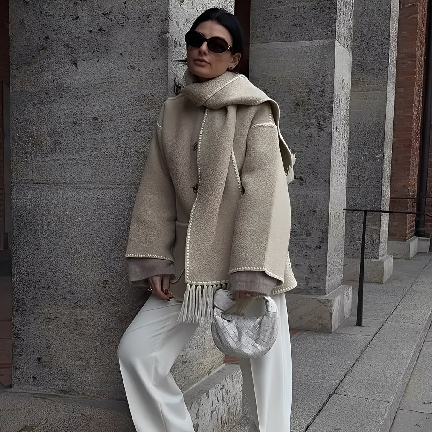 Manteau Femme Hiver Laine Douce avec Écharpe Incluse - PanierRoyale