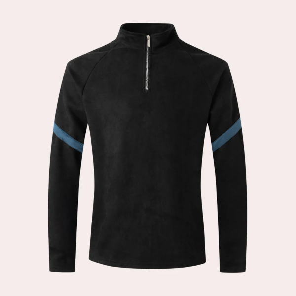 Pull en Maille Rayée Zippé Chaud Hiver - vue 2