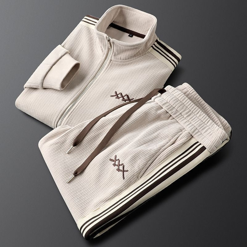 Ensemble Survêtement Homme Polyester Veste Zippée Col Montant - PanierRoyale