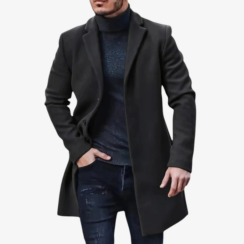 Manteau Femme Long Noir Élégant Hiver - PanierRoyale