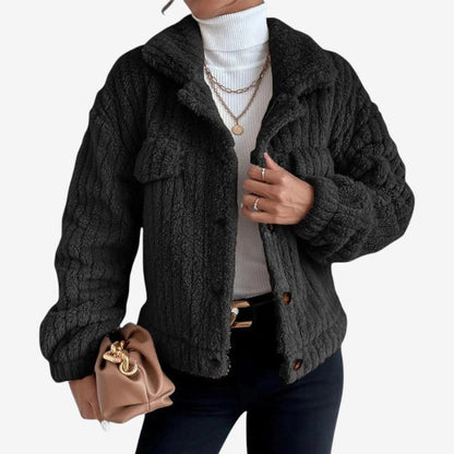 Veste Hiver Élégante avec Manches Longues et Poches Zippées