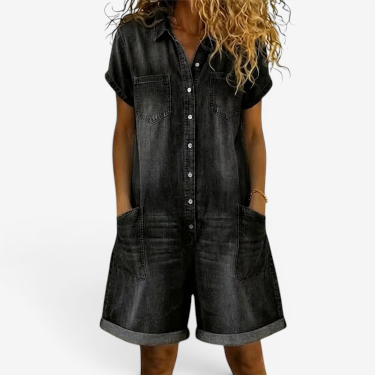 Combinaison Short Femme Denim Coupe Décontractée - PanierRoyale