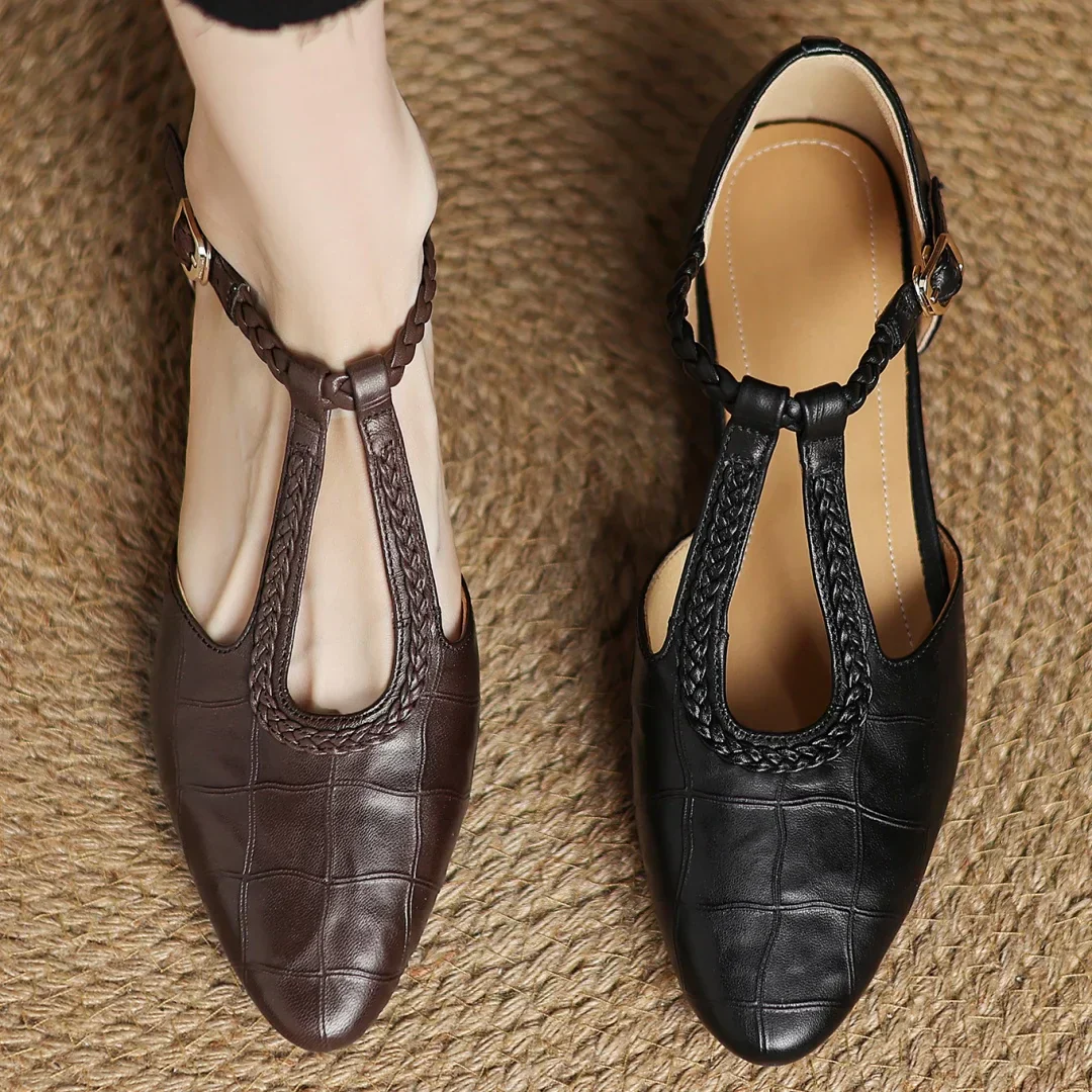 Chaussures Mary Jane Femme Bride Tressée Style Classique - PanierRoyale