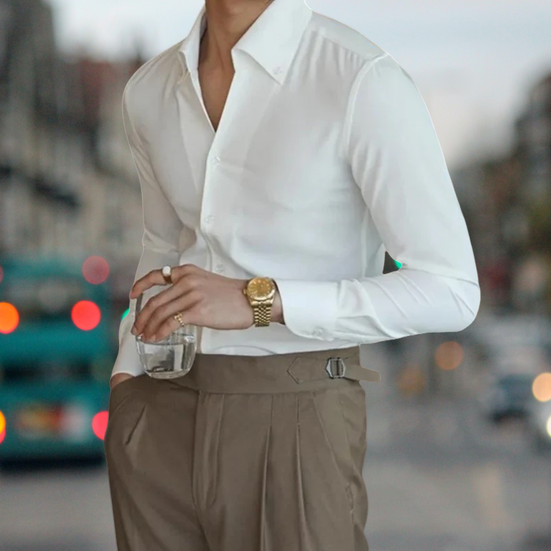 Chemise Homme Classique Manches Longues pour Bureau et Loisirs
