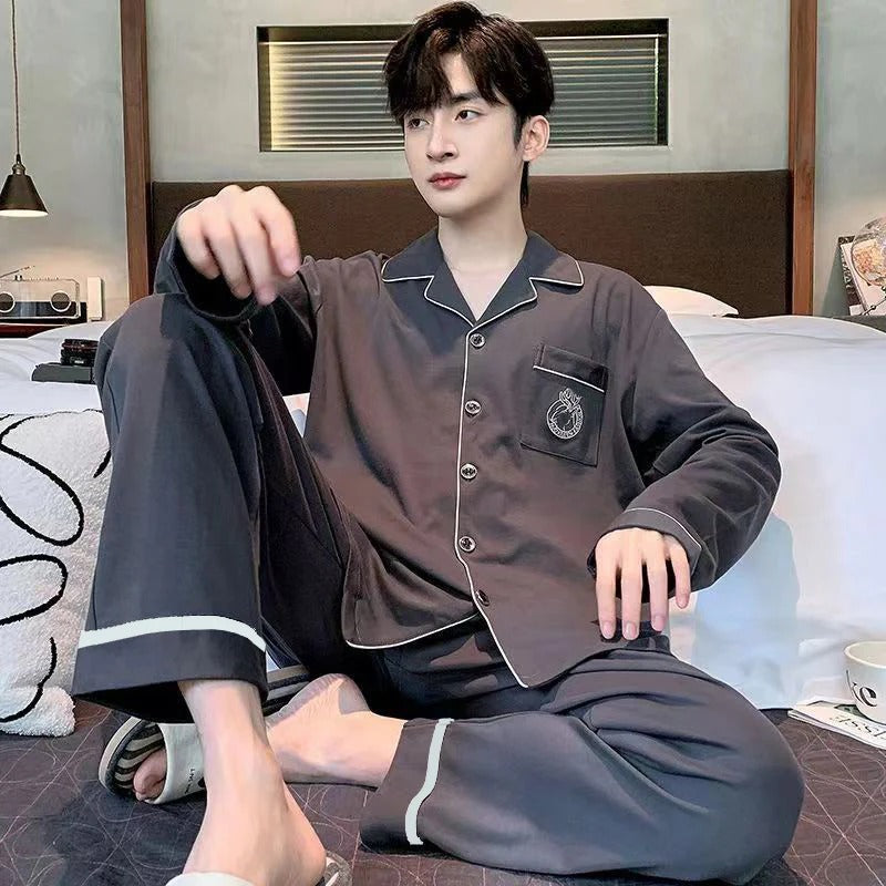 Pyjama Homme Doux Manches Longues pour Hiver