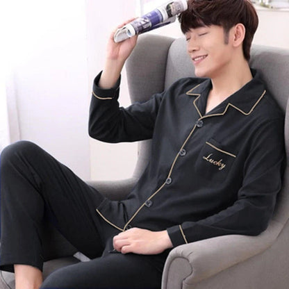 Pyjama Homme Doux Manches Longues pour Hiver