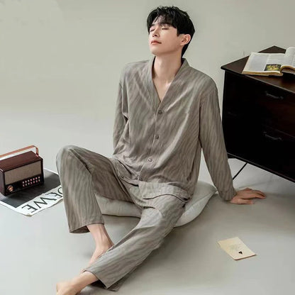Pyjama Homme Doux Manches Longues pour Hiver