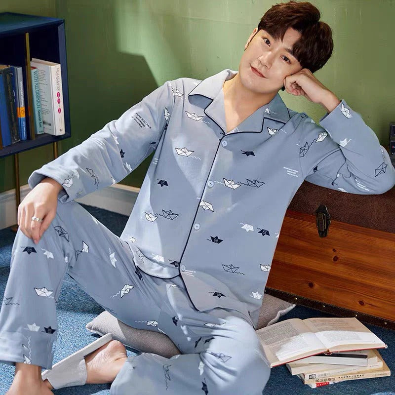 Pyjama Homme Doux Manches Longues pour Hiver