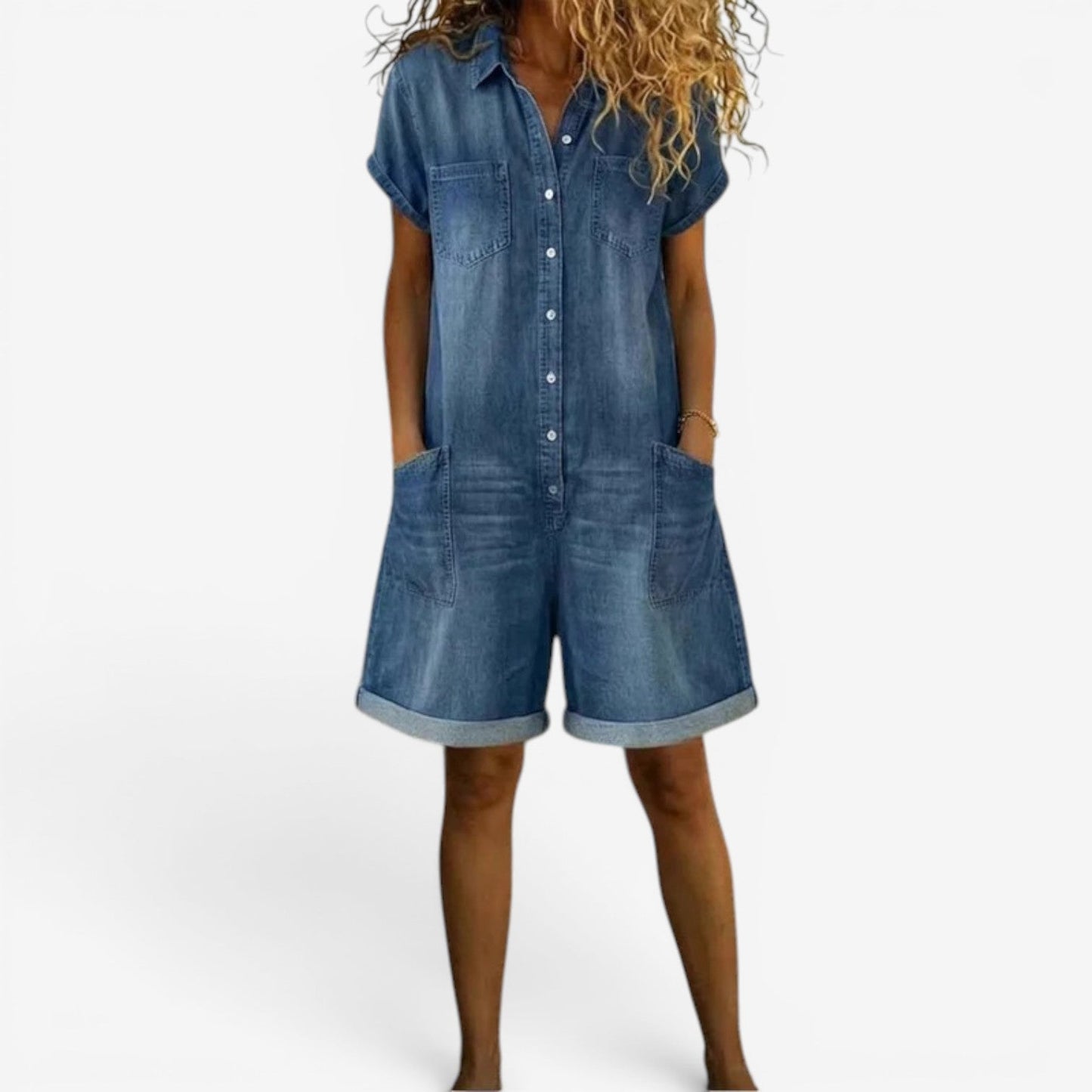 Combinaison Short Femme Denim Coupe Décontractée