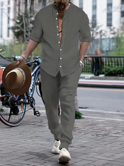 Costume Homme Casual Chemise Blanche et Pantalon Chino