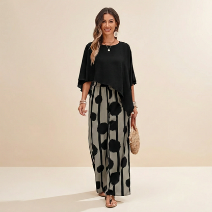 Ensemble Deux Pièces Femme Imprimé Moderne Coupe Fluide