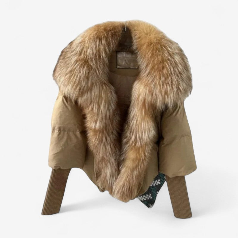 Doudoune Femme Hiver Fourrure Synthétique à Manches Longues