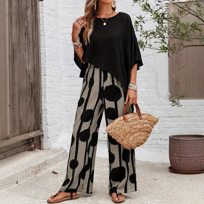 Ensemble Deux Pièces Femme Imprimé Moderne Coupe Fluide
