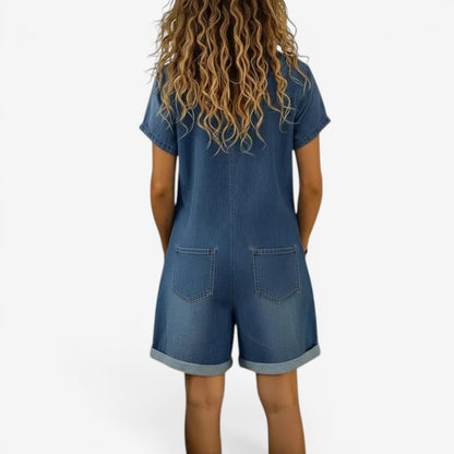 Combinaison Short Femme Denim Coupe Décontractée