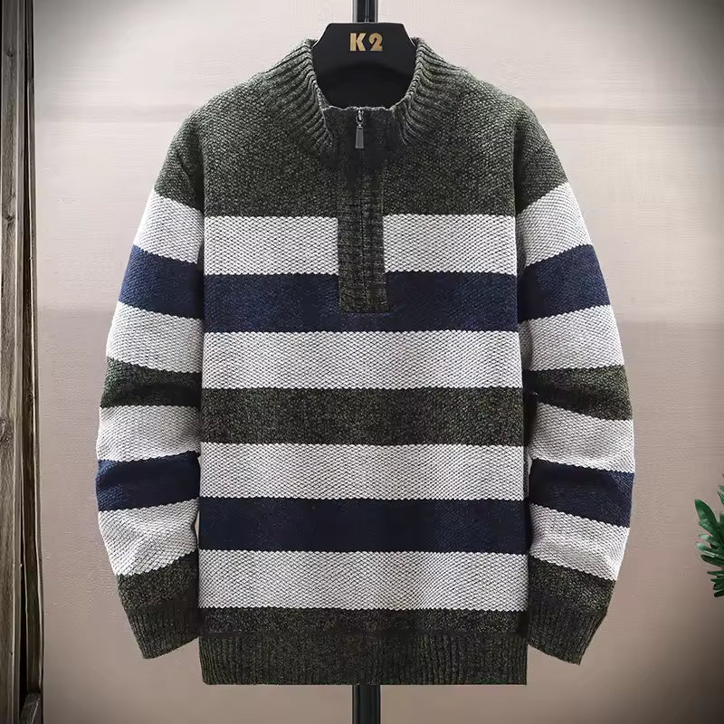 Pull En Maille Rayé Classique Homme Hiver - PanierRoyale