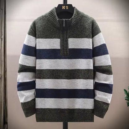 Pull En Maille Rayé Classique Homme Hiver - PanierRoyale