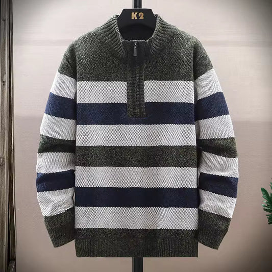 Pull En Maille Rayé Classique Homme Hiver - PanierRoyale
