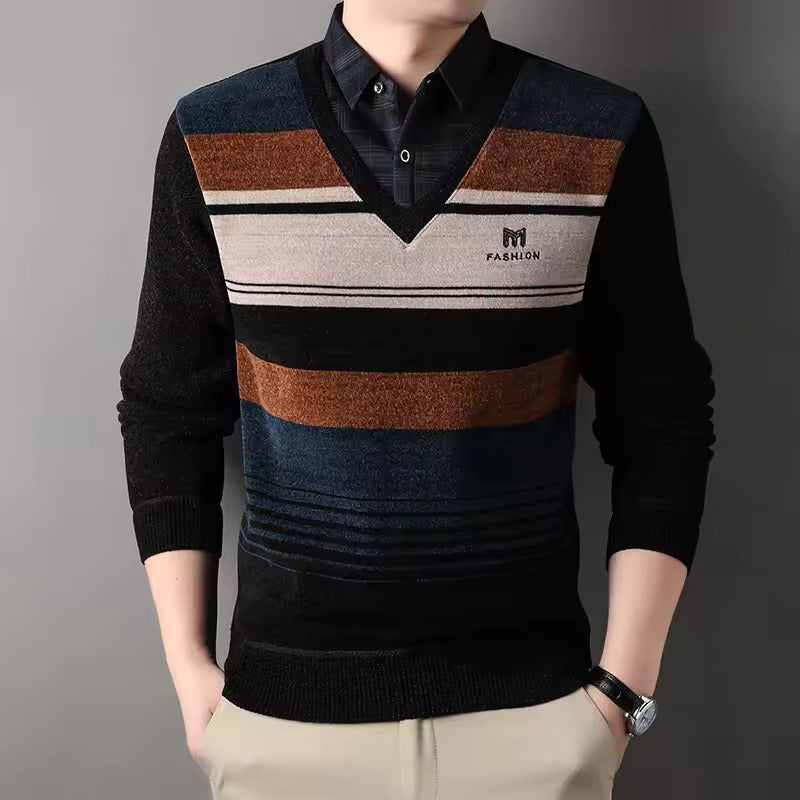 Pull en Laine Rayé pour Homme Hiver Chaud - PanierRoyale