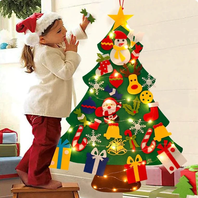 Sapin de Noël en Tissu Rouge et Vert pour Décoration de Noël - PanierRoyale