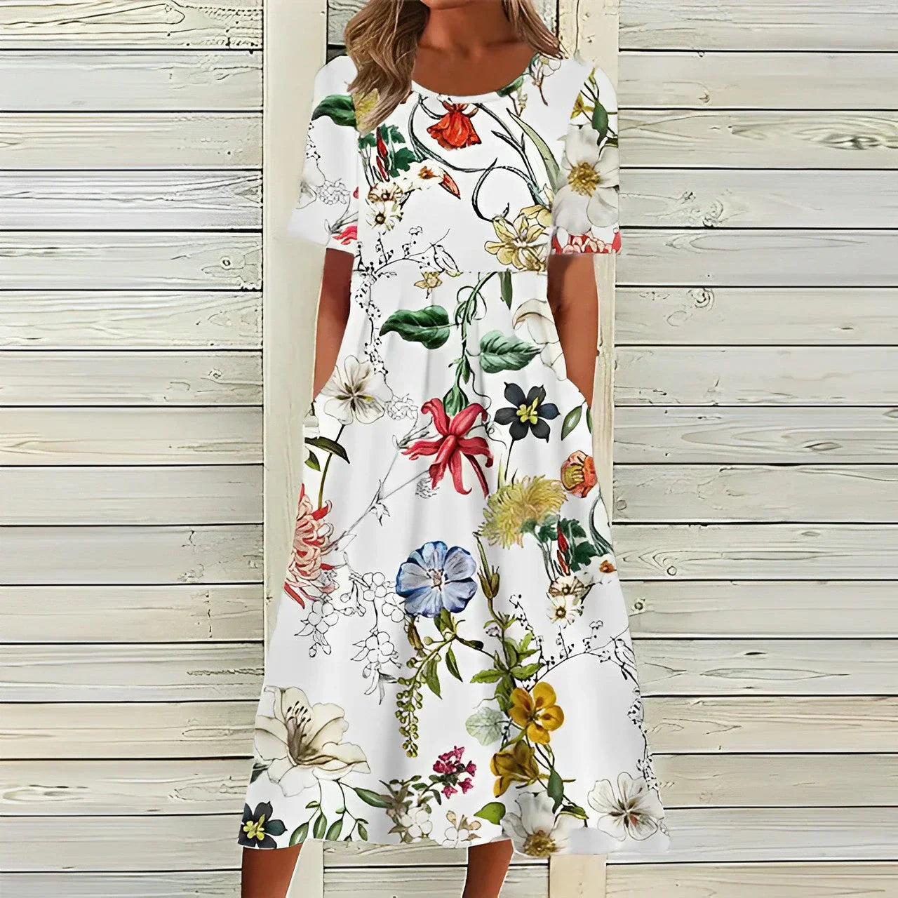 Robe Été Florale Femme - Robe Blanche Légère et Décontractée - PanierRoyale