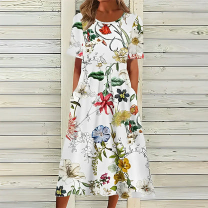 Robe Été Florale Femme - Robe Blanche Légère et Décontractée - PanierRoyale