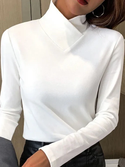 Pull Blanc Col Roulé Femme Manches Longues