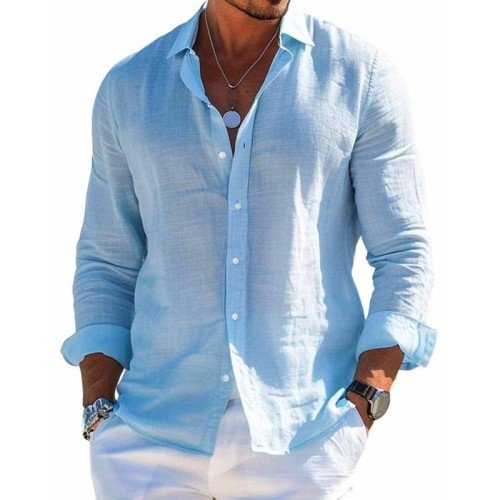 Chemise Homme Décontractée Manches Longues Boutons
