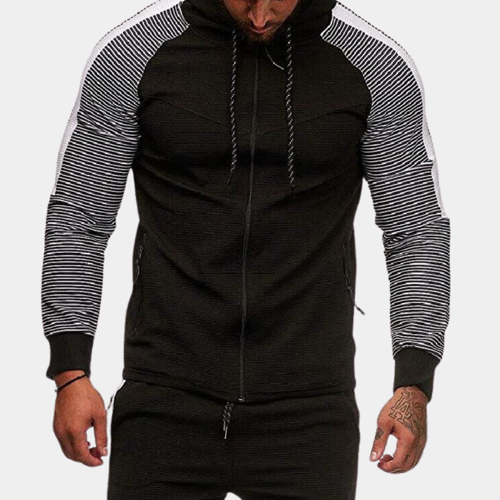 Veste à Capuche Rayée Sport pour Homme
