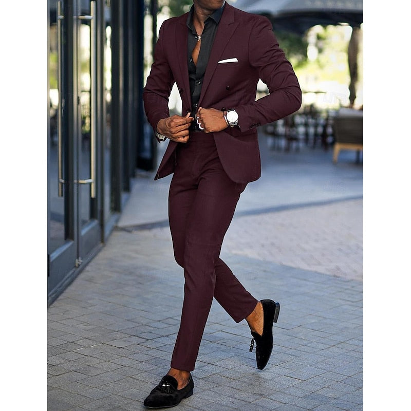 Costume Homme Mariage Élégant 2 Pièces Slim Fit