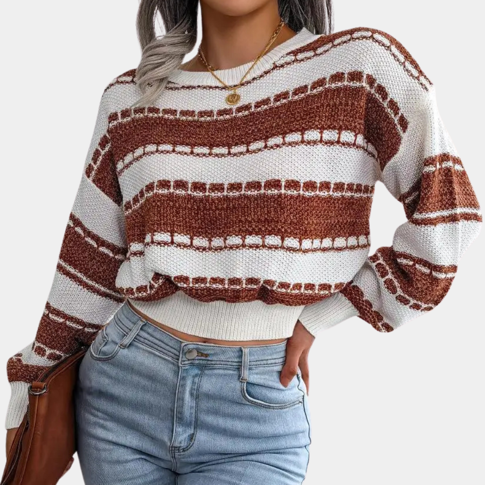 Pull Femme Décontracté à Manches Longues et Épaules Dégagées