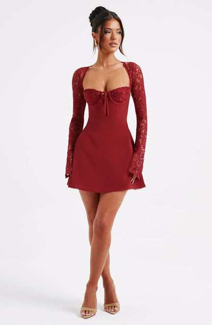 Robe Femme Courte Dentelle Rouge Cœur - PanierRoyale