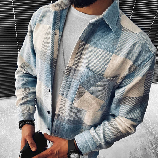 Chemise Homme à Carreaux Marine et Blanc Classique - PanierRoyale