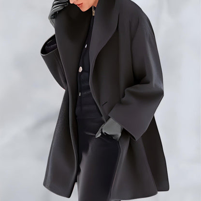 Manteau Femme Rouge Col Détendu Manches Longues