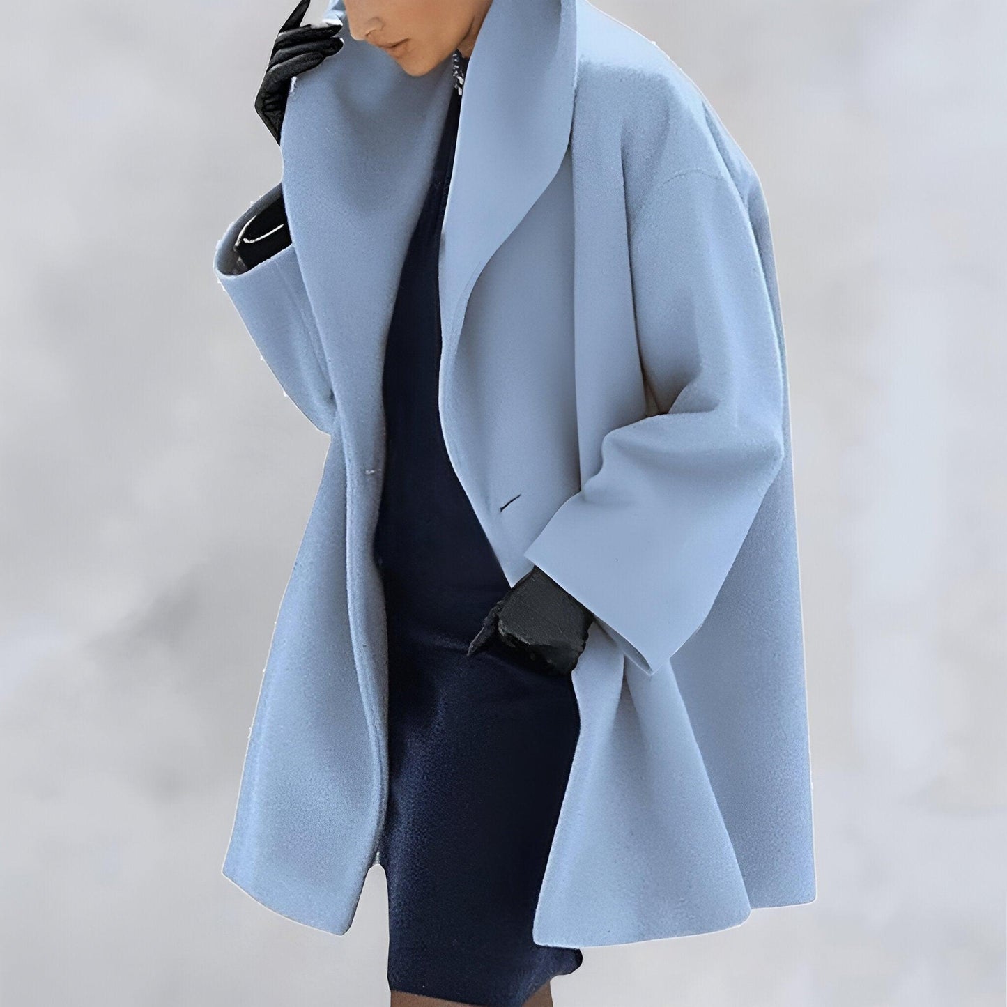 Manteau Femme Rouge Bourgogne Col Évasé et Manches Longues